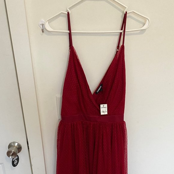 Express Lace midi red dress size s - Picture 6 of 6